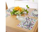 Abakuhaus Tovagliette Libellula, Motivi Complessi Con Farfalle, Libellule E Motivi Cachemire Con Diverse Linee Etniche Immagine Artistica, Tiscjdeco In Tessuto Resistente Al Colore Per La Sala Da Pranzo E La Cucina, Multicolore