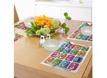 Abakuhaus Tovagliette Divertenti, Stile Cartone Animato Digitale Quadrato Per Bambini Faccia Sorridente Espressione Mostruosa Avatar Fumetto, Tiscjdeco In Tessuto Resistente Al Colore Per La Sala Da Pranzo E La Cucina, Multicolore