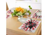 Tovagliette Giapponesi Abakuhaus, Sfondo Con Geroglifici Samurai Incrociati Due Ronin Aikido Eastern Fight Style, Tiscjdeco In Tessuto Resistente Al Lavaggio Per La Sala Da Pranzo E La Cucina, Arancione Bianco Nero