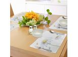 Abakuhaus Tovagliette Libellula, Camomilla Falena Libellula Rinfrescante Natura Stampa Con Colori Tenui, Tiscjdeco In Tessuto Resistente Al Lavaggio Per La Sala Da Pranzo E La Cucina, Giallo Bianco