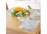 Tovagliette Abakuhaus Invernali, Albero Invernale Senza Foglie, Tema Naturale, Motivo Con Rami Delicati In Stile Giapponese, Tiscjdeco In Tessuto Resistente Al Lavaggio Per La Sala Da Pranzo E La Cucina, Bianco E Nero