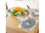 Tovagliette Abakuhaus Ying Yang, Motivo Mandala Circolare Con Simbolo Yin Yang Realizzato Con Motivo Paisley Karma Kosmos, Tovaglietta Decorativa In Tessuto Resistente Al Lavaggio Per Sala Da Pranzo E Cucina, Bianco E Nero