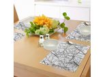 Tovagliette Abakuhaus Natur, Rami Con Gemme Springtime Woodland Countryside Natur Design Monocromatico, Tiscjdeco In Tessuto Resistente Al Lavaggio Per Sala Da Pranzo E Cucina, Bianco Nero