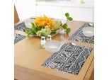 Abakuhaus Tovagliette Etniche, Scimmie Uccelli Motivi Animali Semplici Ornamenti Tribali Tema Petroglifi Africani, Tiscjdeco In Tessuto Resistente Al Lavaggio Per La Sala Da Pranzo E La Cucina, Bianco Nero