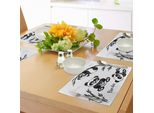 Tovagliette Abakuhaus Panda, Diverse Pose Del Simpatico Panda Con Ramo Di Bambù, Stampa Per Bambini, Tessuto Lavabile, Decorazione Per Tavolo Da Pranzo E Cucina, Stampa Digitale, Bianco E Nero