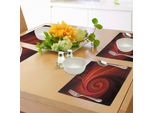 Tovagliette Abakuhaus Spiers, Forma A Spirale Spettrale Che Stupisce Al Buio Con Effetti Digitali, Stampa Dreamy Place Image, Tiscjdeco In Tessuto Resistente Al Lavaggio Per La Sala Da Pranzo E La Cucina, Rosso