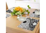 Tovagliette Abakuhaus Ying Yang, Design Astratto Yin Yang Stilizzato Con Grandi Contrapposizioni Di Punti Retrò Della Sfera, Tiscjdeco In Tessuto Resistente Al Lavaggio Per La Sala Da Pranzo E La Cucina, Bianco Nero