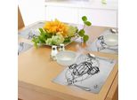 Abakuhaus Tovagliette Sacre Geometriche, Simplistic Semi Della Vita Simbolo Vortex Motion Con Stampa A Sfere, Tiscjdeco In Tessuto Resistente Al Colore Per La Sala Da Pranzo E La Cucina, Bianco Nero