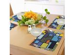 Tovagliette Retrò Abakuhaus, Vari Motivi A Pois Con Figure Classiche E Stampe Artistiche Pixelate, Decorazioni Da Tavola In Tessuto Resistente Al Lavaggio Per La Sala Da Pranzo E La Cucina, Multicolore