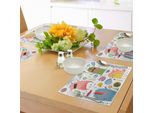 Abakuhaus Tovagliette Divertenti, Creature Immaginarie Divertenti E Colorate, Mostri Infantili Sorridenti Con Disegni Floreali In Stile Cartone Animato, Decorazioni Da Tavola In Tessuto Resistente Ai Colori Per La Sala Da Pranzo E La Cucina, Verde Blu