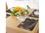 Abakuhaus Tovagliette Fantasia, Cavaliere Con Ali, Angeli, Diavoli, Luna, Fuoco, Illustrazione Fantasy Night, Decorazioni Da Tavola In Tessuto Resistente Ai Colori Per La Sala Da Pranzo E La Cucina, Giallo Marrone