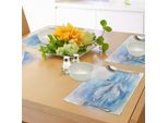 Tovagliette Abakuhaus Con Motivo Cigno, Disegno Acquerellato Di Un Cigno Nel Fiume, Stampa Con Colori Acquerellati, Decorazione Da Tavola In Tessuto Resistente Ai Colori Per La Sala Da Pranzo E La Cucina, Bianco E Blu.