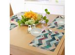 Tovagliette Abakuhaus Chevron, Patchwork Chevron Con Linea Stilizzata Vintage E Bottoni Retrò Kitsch Artsy, Tiscjdeco In Tessuto Resistente Al Lavaggio Per La Sala Da Pranzo E La Cucina, Multicolore