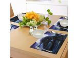 Abakuhaus Tovagliette Fantasia, Lupo Mannaro Surreale Con Occhi Elettrici Nella Trasformazione Della Luna Piena Folkloric, Tiscjdeco In Tessuto Resistente Al Colore Per La Sala Da Pranzo E La Cucina, Viola Blu