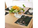 Abakuhaus Tovagliette Magiche, Mistiche E Segrete - Profonda Oscurità Nella Foresta Con Farfalle E Fiori - Immagine Zen, Tiscjdeco In Tessuto Resistente Al Colore Per La Sala Da Pranzo E La Cucina, Verde Marrone