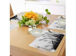 Abakuhaus Tovagliette Bianche E Nere, Silhouette Di Cespugli Piante Selvatiche Campo Di Grano Immagine Stagionale Di Erbe Aromatiche Twiggy, Tiscjdeco In Tessuto Resistente Al Lavaggio Per La Sala Da Pranzo E La Cucina, Bianco Nero