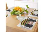 Abakuhaus Tovagliette Con Animali Tropicali, Ritratto Di Scimpanzé Con Dreadlocks E Berretto Da Musicista Hippie Affe Boho, Tiscjdeco In Tessuto Resistente Ai Colori Per La Sala Da Pranzo E La Cucina, Multicolore