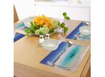 Tovagliette Abakuhaus Yellowstone, Sorgente Termale Vulcanica Nel Parco Di Yellowstone, Paesaggio Invernale Innevato, Tiscjdeco In Tessuto Resistente Ai Colori Per La Sala Da Pranzo E La Cucina, Blu Turchese