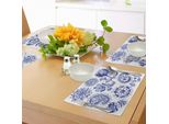 Abakuhaus Tovagliette Blu E Bianche, Motivi Artistici Vintage In Stile Acquerello, Paisley, Mandala Con Fiori, Tiscjdeco In Tessuto Resistente Al Lavaggio Per La Sala Da Pranzo E La Cucina, Blu Navy E Bianco