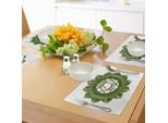 Tovagliette Abakuhaus Chakra, Stile Orientale Circolare - Tema Dell'equilibrio E Dell'armonia Antichi Nel Cosmo, Tiscjdeco In Tessuto Resistente Al Lavaggio Per La Sala Da Pranzo E La Cucina, Verde Marrone