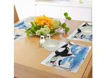 Abakuhaus Tovagliette Divertenti, Vacanze Estive, Oceano, Simpatico Orca Che Salta Con Occhiali Da Sole, Caricatura, Amore Per Gli Animali, Decorazione Da Tavola In Tessuto Resistente Ai Colori Per La Sala Da Pranzo E La Cucina, Nero Blu
