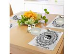 Tovagliette Abakuhaus Ying Yang, Motivo Mandala Yin Yang Vintage, Design Etnico Motivazionale Orientale BohéMien, Tiscjdeco In Tessuto Resistente Al Lavaggio Per Sala Da Pranzo E Cucina, Bianco E Nero