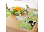 Tovagliette Abakuhaus Panda, Orso Panda Nella Foresta Di Bambù, Giungla, Natura Orientale, Animali, Tropicale, Arte Caricaturale, Tiscjdeco In Tessuto Resistente Al Colore Per La Sala Da Pranzo E La Cucina, Bianco E Nero