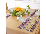Abakuhaus Tovagliette, Motivo Ikat, Effetto Tintura, Illustrazione, Resistenza Dei Colori, Stampa Artistica Boho Indonesiana, Tiscjdeco In Tessuto Resistente Al Lavaggio Per Sala Da Pranzo E Cucina, Viola Giallo