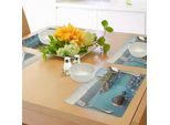 Abakuhaus Tovagliette Con Motivo Lacustre, Paesaggio Pastorale Primaverile In Tema Lacustre, Spiaggia Di Campagna, Acqua Bassa, Tiscjdeco In Tessuto Resistente Al Lavaggio Per Sala Da Pranzo E Cucina, Blu Grigio