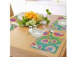 Abakuhaus Tovagliette Psichedeliche, Tema Spaziale Retrò, Immagine Sognante In Stile Hippie Con Riflessi Nell'acqua, Tovaglietta Decorativa In Tessuto Resistente Al Lavaggio Per La Sala Da Pranzo E La Cucina, Giallo Verde