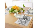 Tovagliette Abakuhaus Ying Yang, Simboli Asiatici Yin Yang Per Il Movimento E L'armonia - Motivo Mandala Macrocosmo, Decorazione Da Tavola In Tessuto Resistente Al Lavaggio Per La Sala Da Pranzo E La Cucina, Bianco E Nero