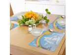 Abakuhaus Tovagliette Nautiche, Veliero Nel Cielo Sotto Un Arcobaleno Circolare - Motivo Surreale Sun-GlüCk-Motivation, Tiscjdeco In Tessuto Resistente Al Lavaggio Per La Sala Da Pranzo E La Cucina, Multicolore