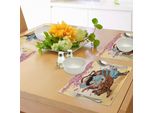 Tovagliette Giapponesi Abakuhaus, Samurai Coraggioso E Tiger Clash Si Trasformano In Fiori Di Ciliegio Sakura Con Stampa Cartoon, Decorazioni Da Tavola In Tessuto Resistente Al Lavaggio Per La Sala Da Pranzo E La Cucina, Multicolore