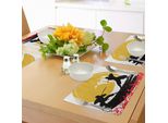 Abakuhaus Tovagliette Giapponesi, Acquerello Silhouette Ninja Al Chiaro Di Luna Medievale, Tiscjdeco In Tessuto Resistente Al Colore Per La Sala Da Pranzo E La Cucina, Rosso Cinabro Senape E Nero