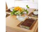Abakuhaus Tovagliette Primitive, Disegno Di Alberi Su Motivi Tribali Etnici Decorazioni Floreali Con Foglie Motivi Folk Nativi, Tiscjdeco In Tessuto Resistente Al Lavaggio Per La Sala Da Pranzo E La Cucina, Marrone Verde