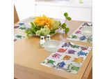 Abakuhaus Tovagliette Divertenti, Batteri Animati, Tema Alieni, Germi, Mostri Bizzarri Dei Cartoni Animati, Facce Umoristiche, Grafica, Tiscjdeco In Tessuto Resistente Ai Colori Per La Sala Da Pranzo E La Cucina, Multicolore