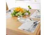 Abakuhaus Tovagliette, Panca E Lanterna Abbozzate Al Centro Di Onde Oceaniche, Rocce Montuose E Monocromia Artistica, Tiscjdeco In Tessuto Resistente Al Colore Per La Sala Da Pranzo E La Cucina, Bianco Nero