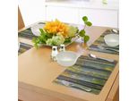 Tovagliette Abakuhaus, Ricco Albero Di Faggio Con Design Rurale Che Raffigura Un Paesaggio Selvaggio, Tiscjdeco In Tessuto Resistente Allo Scolorimento Per La Sala Da Pranzo E La Cucina, Giallo Grigio