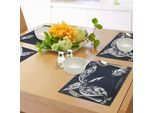Tovagliette Abakuhaus Zodiaco, Segno Zodiacale Sagittario Con Immagini Floreali, Tema Naturale Con Influenze Planetarie, Tiscjdeco In Tessuto Resistente Al Lavaggio Per Sala Da Pranzo E Cucina, Blu