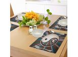 Tovagliette Abakuhaus Ying Yang, Motivo Grungy Retro Striped Sunburst, Stile Hippie, Cultura Asiatica, Stampa Boho, Tiscjdeco In Tessuto Resistente Al Lavaggio Per Sala Da Pranzo E Cucina, Bianco, Marrone, Blu