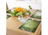 Tovagliette Abakuhaus Wald, Raggi Di Sole, Oscurità Profonda Nella Foresta Tra Le Foglie Con Effetti Dinamici, Stampa Scenografica, Tiscjdeco In Tessuto Resistente Al Colore Per La Sala Da Pranzo E La Cucina, Verde