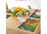 Abakuhaus Tovagliette Psichedeliche, Armonia Artistica Astratta E Surreale, Frattale E Onirica Del Tema Cromatico, Tiscjdeco In Tessuto Resistente Al Colore Per La Sala Da Pranzo E La Cucina, Giallo Verde