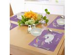 Abakuhaus Tovagliette Unicorno, Animale Mitico Con Nuvole E Arcobaleno Fairy Cute Unicorn Image Print, Tiscjdeco In Tessuto Resistente Al Lavaggio Per La Sala Da Pranzo E La Cucina, Lavanda Bianco