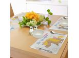 Abakuhaus Tovagliette Unicorno, Divertente Cavallo Fantastico Femminile Con Un Corno Disegnato In Stile Caricaturale, Tiscjdeco In Tessuto Resistente Ai Colori Per La Sala Da Pranzo E La Cucina, Multicolore