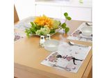 Tovagliette Abakuhaus Per Bambine, Bambine Con Ombrello Floreale E Vestito Con Farfalle, Stampa Artistica Ispiratrice, Decorazione Da Tavola In Tessuto Resistente Al Lavaggio Per La Sala Da Pranzo E La Cucina, Nero Rosa