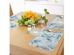 Tovagliette Abakuhaus Natur, Fluffy Cloud Skyline Con Motivo Marmorizzato E Caratteristiche Grunge E Retrò, Stampa Artistica, Decorazione Da Tavola In Tessuto Resistente Al Lavaggio Per Sala Da Pranzo E Cucina, Turchese