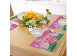 Tovagliette Per Bambine Abakuhaus, Castello Magico Da Favola Con Principessa E Elfo Nel Cielo - Regno Dei Sogni Immaginario, Decorazione Da Tavola In Tessuto Resistente Ai Colori Per La Sala Da Pranzo E La Cucina, Verde Rosa