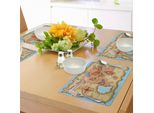 Tovagliette Abakuhaus Con Mappa Dell'isola, Vecchia Mappa Del Tesoro Della Spiaggia Tropicale Con Tema Mistico Del Mondo Delle Chiavi E Delle Casse, Decorazioni Da Tavola In Tessuto Resistente Al Lavaggio Per La Sala Da Pranzo E La Cucina, Color Crema, Rosa E Blu.