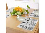 Abakuhaus Tovagliette Unicorno, Set Mistico Occulto Con Piramidi Alieni Dream-Catcher Grunge Print Artwork, Tiscjdeco In Tessuto Resistente Al Lavaggio Per Sala Da Pranzo E Cucina, Nero
