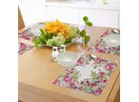 Abakuhaus Tovagliette Acquerellate Con Motivi Floreali, Freschi Rami Di Salice Riccio E Boccioli Estivi Di Dalia Con Stampa Disegnata A Mano, Decorazioni Da Tavola In Tessuto Resistente Ai Colori Per La Sala Da Pranzo E La Cucina, Verde Rosa